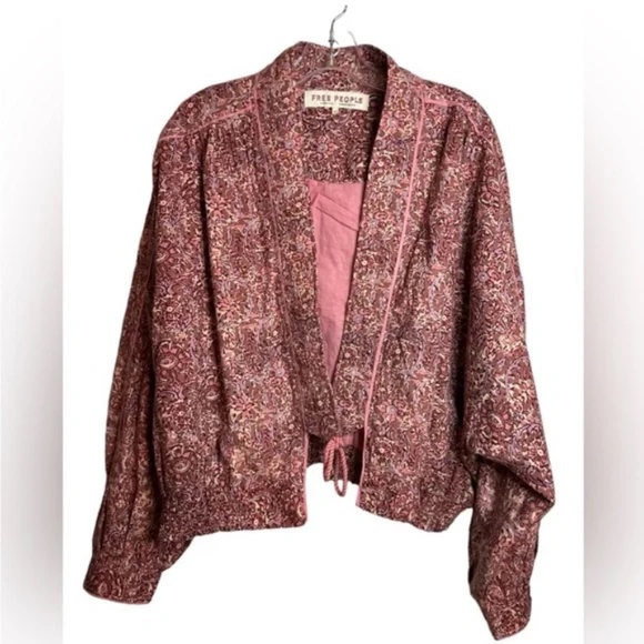 Free People Rosalina Floral Cropped Jacket Medium - Picture 7 of 8